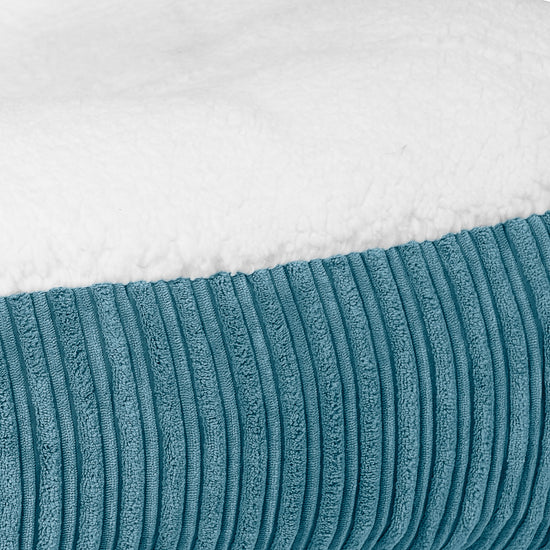 のんびりドッグベッド中型 - シェルパ&コーデュロイ ターコイズブルー 03