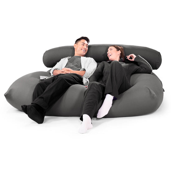 2人掛けラウンジャービーズクッション - むちゃのびストレッチグレー 03