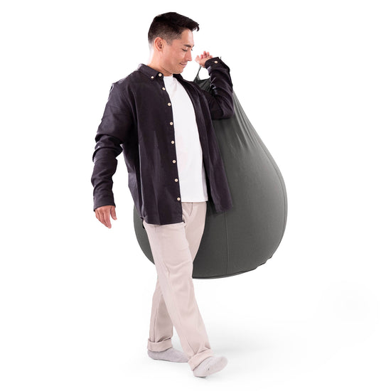 バルーンビーズクッションチェア - むちゃのびストレッチグレー 04