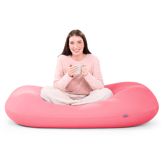 グランデXL大型ビーズクッション - マシュマロストレッチサーモンピンク 05