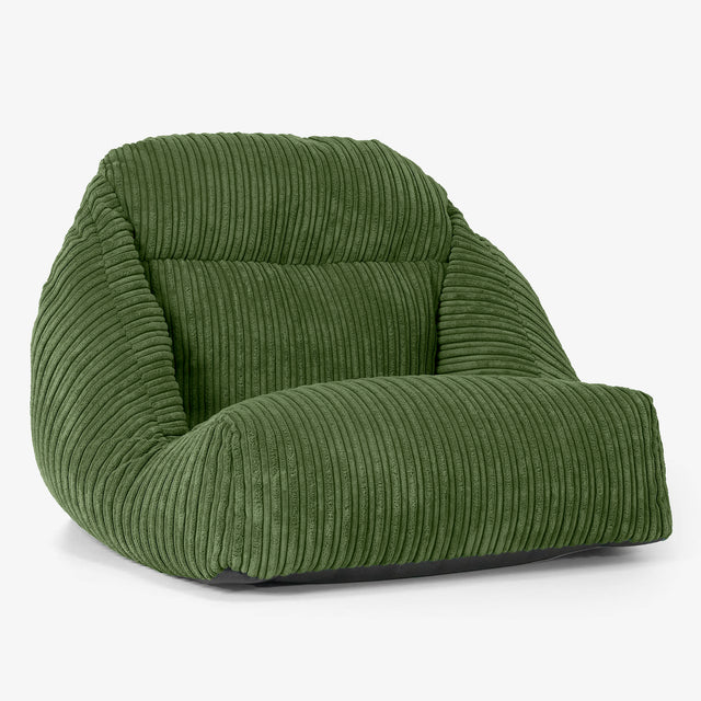 彩座椅子フロアビーズクッションチェア - クラシックコーデュロイフォレストグリーン 01