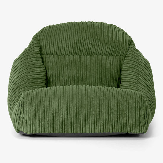 彩座椅子フロアビーズクッションチェア - クラシックコーデュロイフォレストグリーン 02