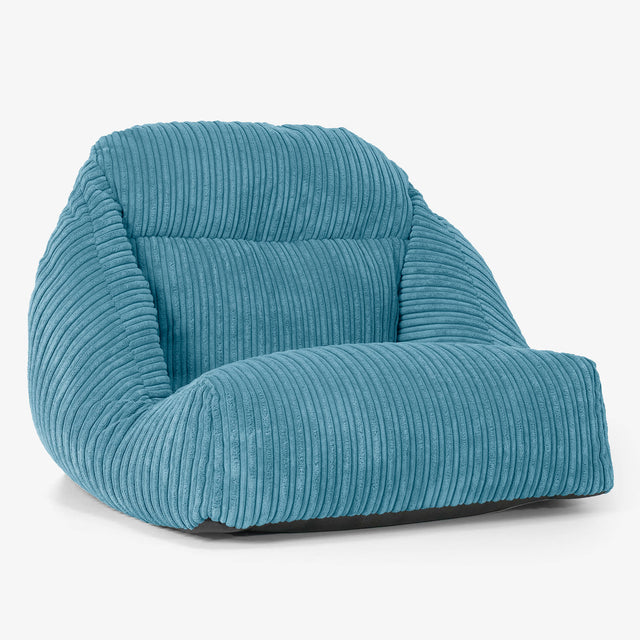 彩座椅子フロアビーズクッションチェア - クラシックコーデュロイターコイズブルー 01