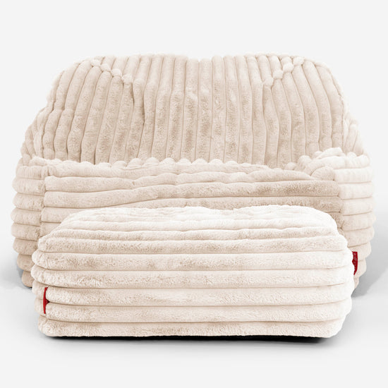 のんびりビーズクッションチェア - ふわふわコーデュロイクリーム 03