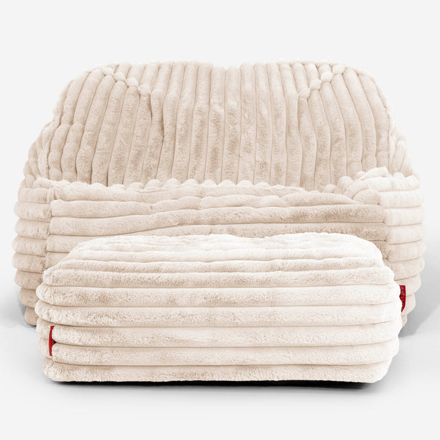 のんびりビーズクッションチェア - ふわふわコーデュロイクリーム 03