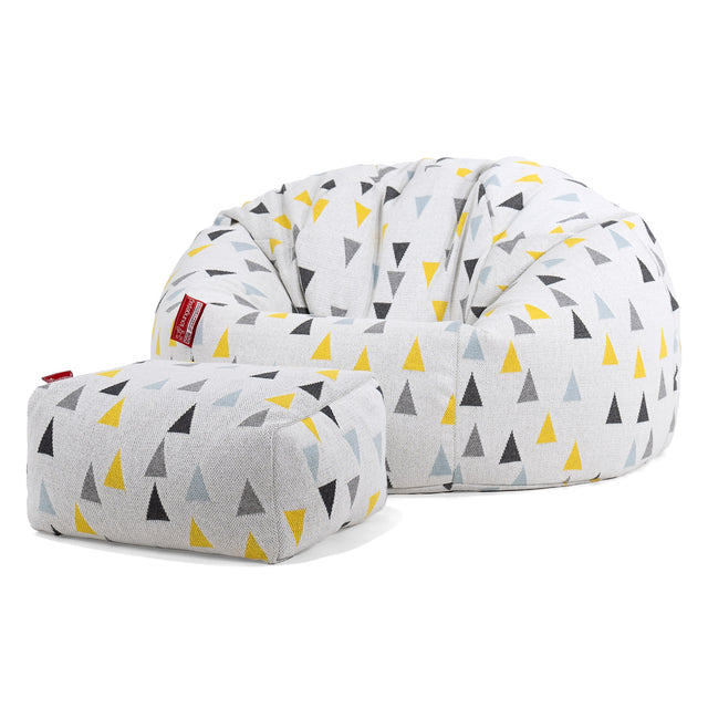 クラシックビーズクッションチェア - ニット幾何学トライアングル 02