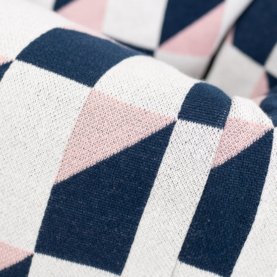 クラシックビーズクッションチェア - ニット幾何学柄ブルー 04