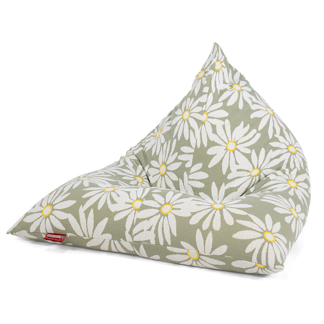 ゲームラウンジャービーズクッション - ニット花柄ミント 01