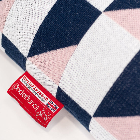 ゲームラウンジャービーズクッション - ニット幾何学柄ブルー 02