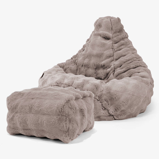 ハイバック背もたれビーズクッションチェア - ポンポンファーミンク 01