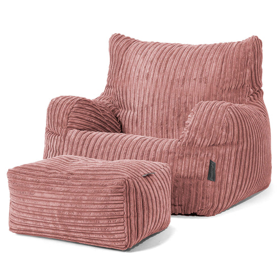 ジョセフィンビーズクッション座椅子アームチェア - クラシックコーデュロイピーチ 02
