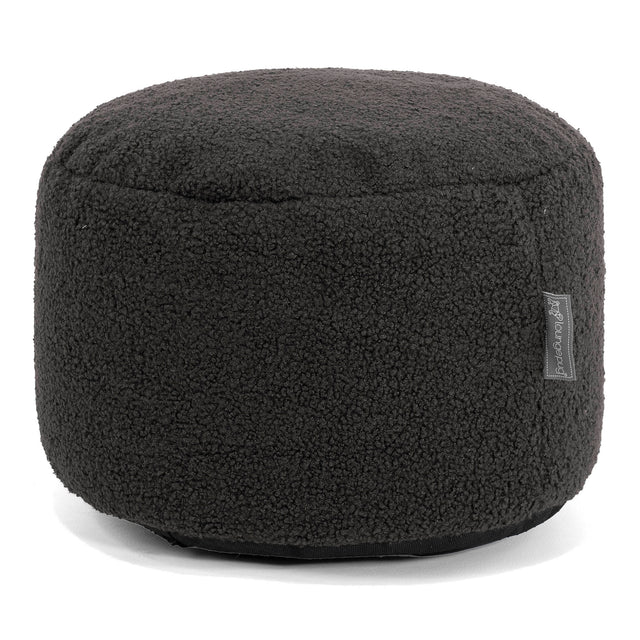 小型円形ラウンドフットスツール - ふわもこテディブークレグラファイトグレー 01