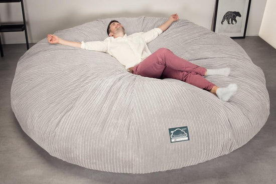 CloudSac 5000 XXXXXL 超特大タイタニックメモリーフォームビーズクッションソファ - クラシックコーデュロイアイボリー 05