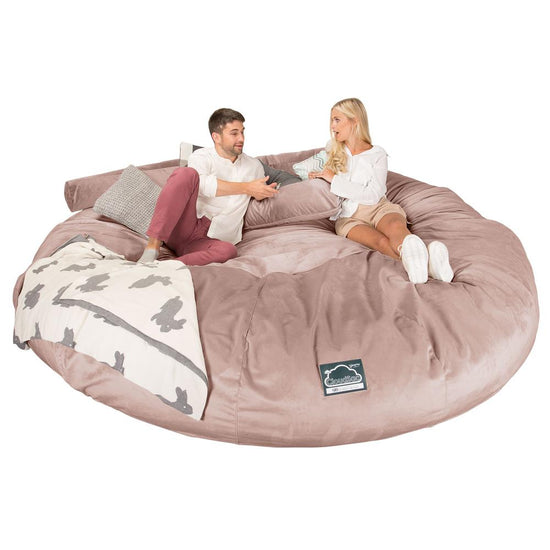 CloudSac 5000 XXXXXL 超特大タイタニックメモリーフォームビーズクッションソファ - ベルベットピンク 03