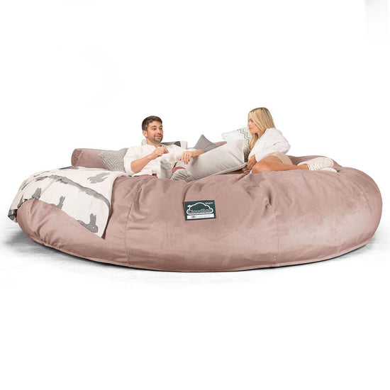 CloudSac 5000 XXXXXL 超特大タイタニックメモリーフォームビーズクッションソファ - ベルベットピンク 05