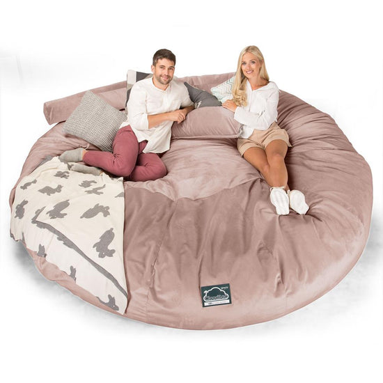 CloudSac 5000 XXXXXL 超特大タイタニックメモリーフォームビーズクッションソファ - ベルベットピンク 01
