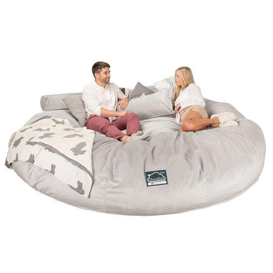 CloudSac 5000 XXXXXL 超特大タイタニックメモリーフォームビーズクッションソファ - ベルベットシルバー 04