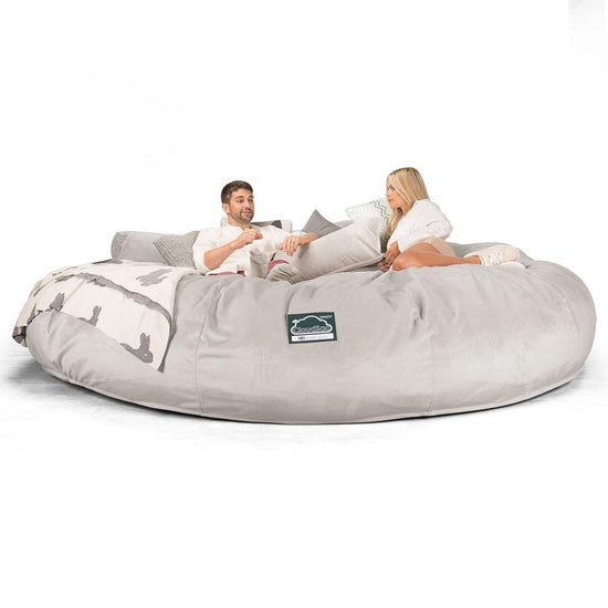 CloudSac 5000 XXXXXL 超特大タイタニックメモリーフォームビーズクッションソファ - ベルベットシルバー 05