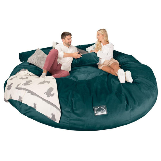 CloudSac 5000 XXXXXL 超特大タイタニックメモリーフォームビーズクッションソファ - ベルベットティール 03