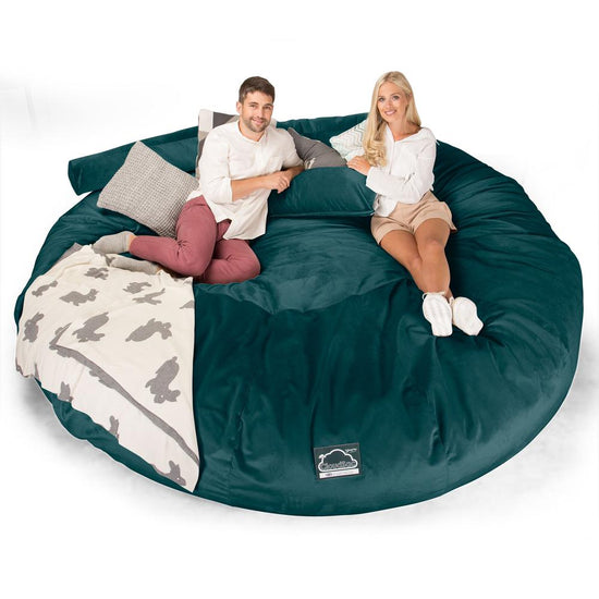 CloudSac 5000 XXXXXL 超特大タイタニックメモリーフォームビーズクッションソファ - ベルベットティール 01