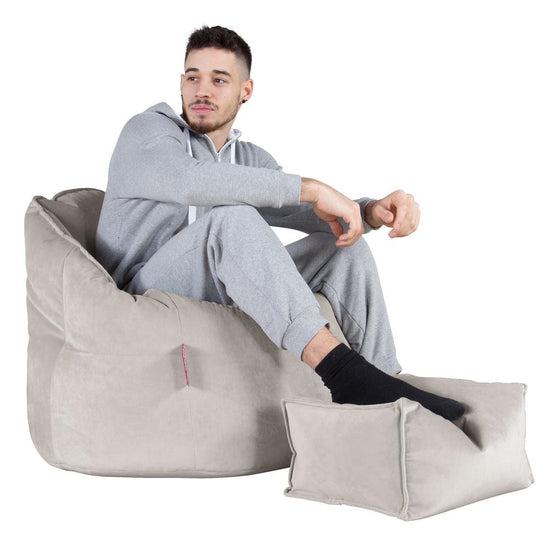 カドルアップ座椅子ビーズクッションチェア - ベルベットシルバー 05