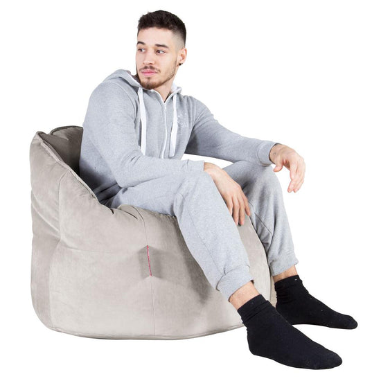 カドルアップ座椅子ビーズクッションチェア - ベルベットシルバー 04