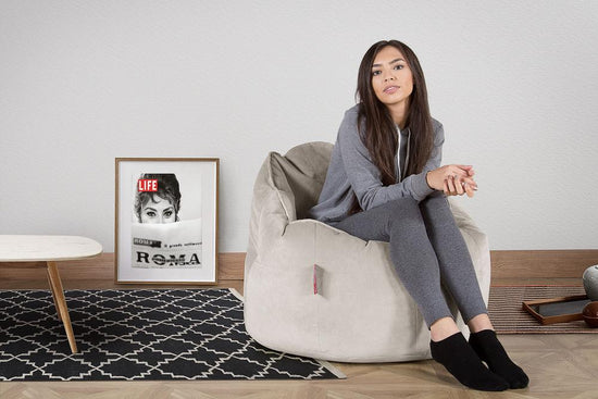 カドルアップ座椅子ビーズクッションチェア - ベルベットシルバー 02