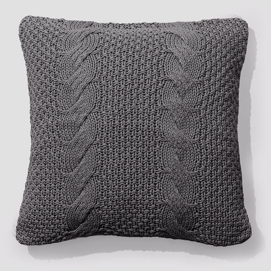 クッション 47 x 47cm - コットン100%ケーブルニットグレー 01