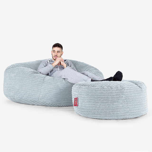 超特大メガマンモスビーズクッションソファ - クラシックコーデュロイベビーブルー 02