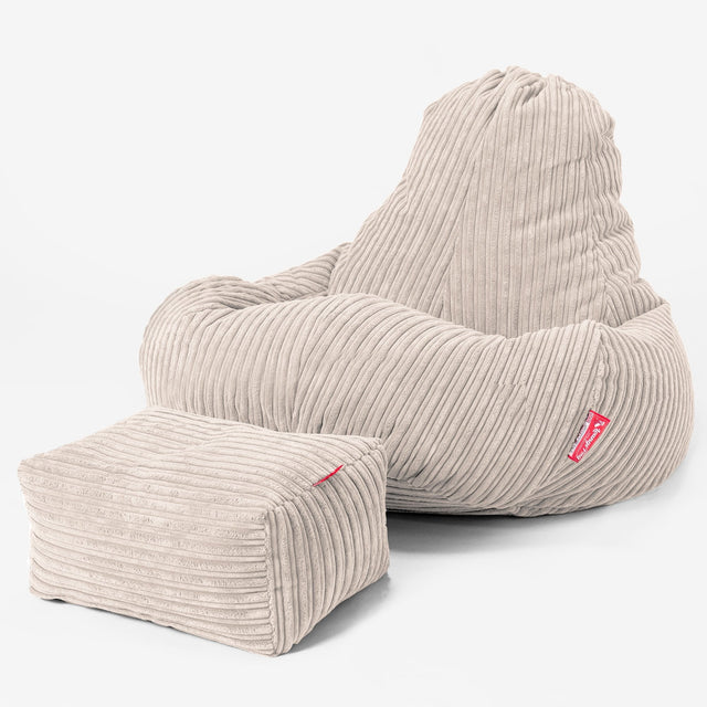 ウルトララックスビーズクッションゲームチェア - クラシックコーデュロイアイボリー 02