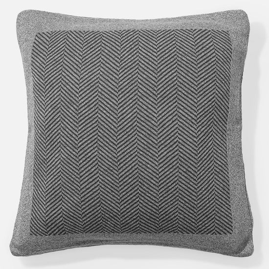 クッション 47 x 47cm - コットン100%ヘリンボーングレー 01