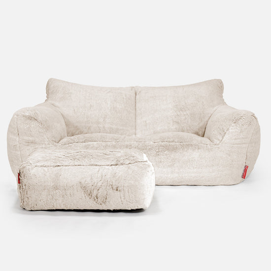 ジョセフィンソファビーズクッション - フェイクラビットファーホワイト 02