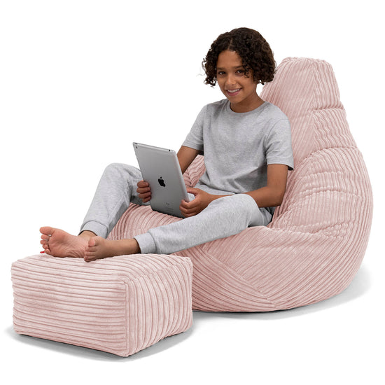子供用ゲーミングチェアビーズクッション6-14歳用 - クラシックコーデュロイブラッシュピンク 01