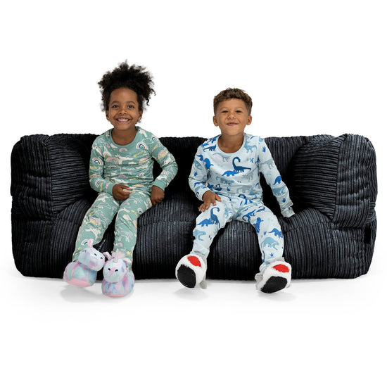 子供用特大アルバートソファビーズクッション 3-14歳用 - クラシックコーデュロイブラック 01