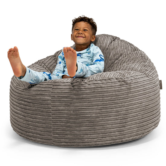 子供用特大ごろ寝ビーズクッション 3-8歳用 - クラシックコーデュロイグラファイトグレー 01