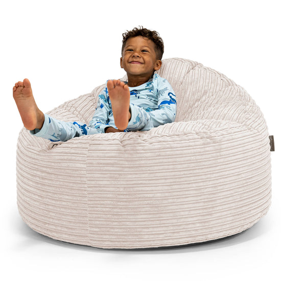 子供用特大ごろ寝ビーズクッション 3-8歳用 - クラシックコーデュロイアイボリー 01