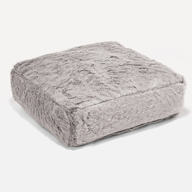 座布団フロアクッション - フェイクラビットファーライトグレー 01
