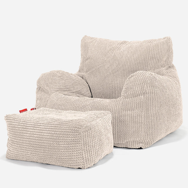 ジョセフィンビーズクッション座椅子アームチェア - ポンポンアイボリー 02