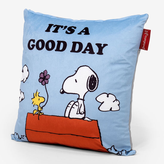 スヌーピークッションカバー 47 x 47cm - ヴィーガンレザーブラックGood Day 03