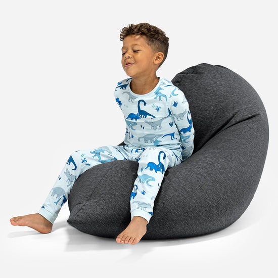 トール大型子供用ビーズクッション 2-6歳用 - のびのびコットングラファイトグレー 01