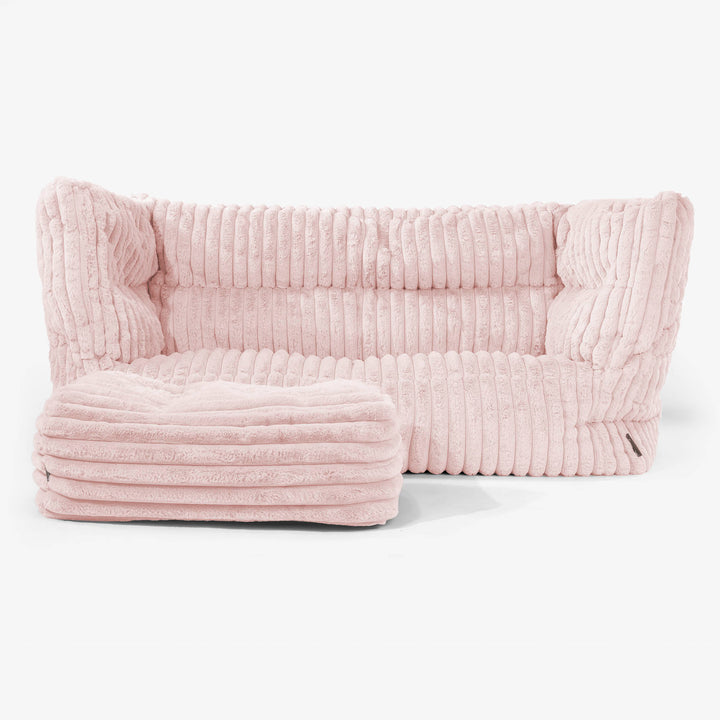 【品川区引き取り限定】Loungepugコーデュロイ 2人掛けソファ ピンク Lounge Pug 2人掛けルイスソファビーズクッション2.0 ふわふわ