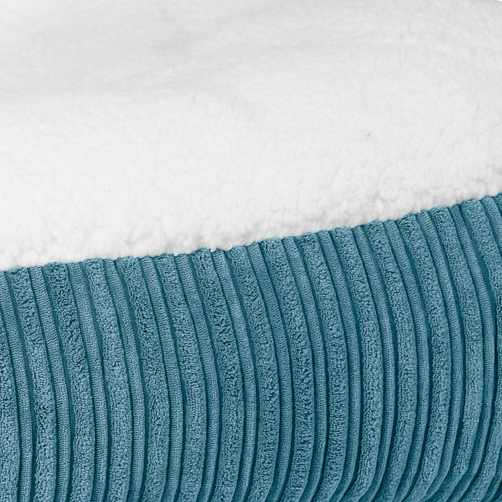 のんびりドッグベッド大型 - シェルパ&コーデュロイ ターコイズブルー 03