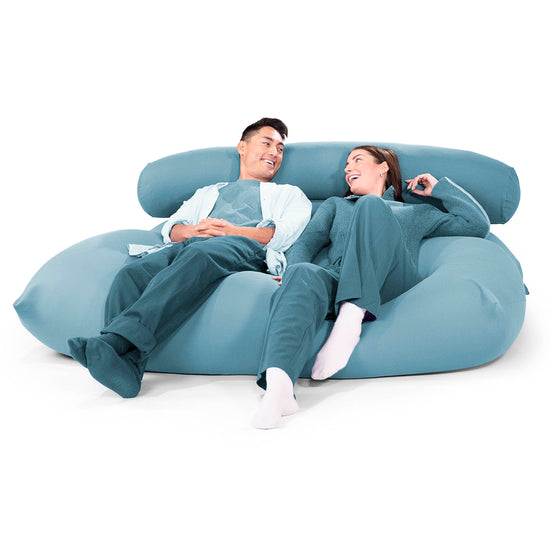 2人掛けラウンジャービーズクッション - むちゃのびストレッチペールブルー 03