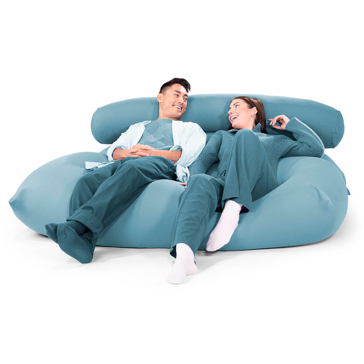 2人掛けラウンジャービーズクッション - むちゃのびストレッチペールブルー 03