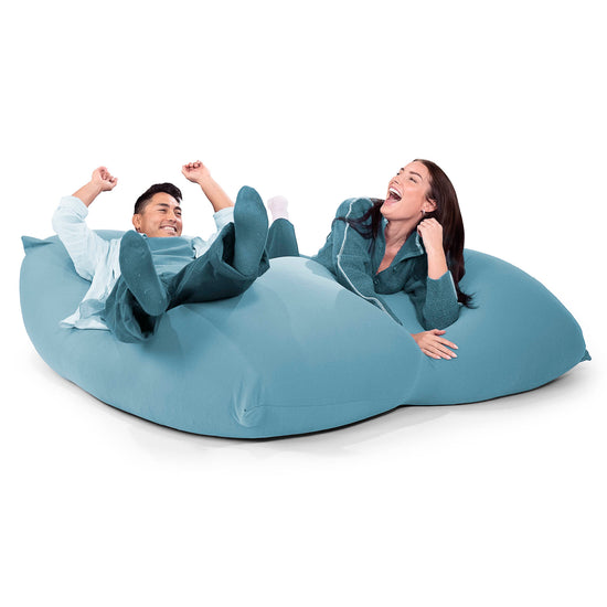 2人掛けラウンジャービーズクッション - むちゃのびストレッチペールブルー 04