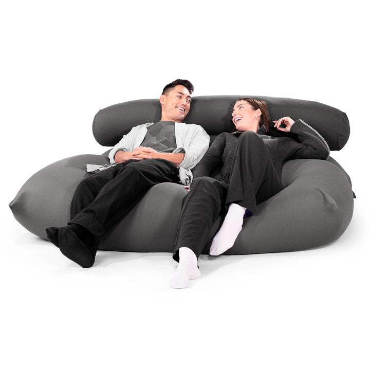 2人掛けラウンジャービーズクッション - むちゃのびストレッチグレー 03