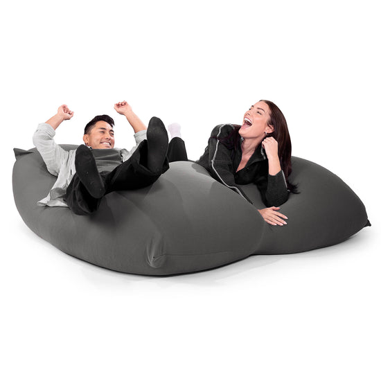 2人掛けラウンジャービーズクッション - むちゃのびストレッチグレー 04