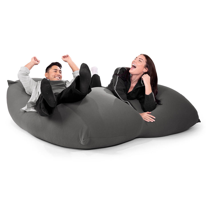 2人掛けラウンジャービーズクッション - むちゃのびストレッチグレー 04