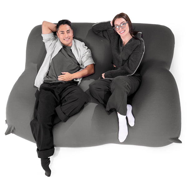 2人掛けラウンジャーソファビーズクッション - むちゃのびストレッチグレー Fabric Close-up Image