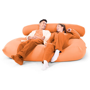 2人掛けラウンジャーソファビーズクッション - むちゃのびストレッチコーラル